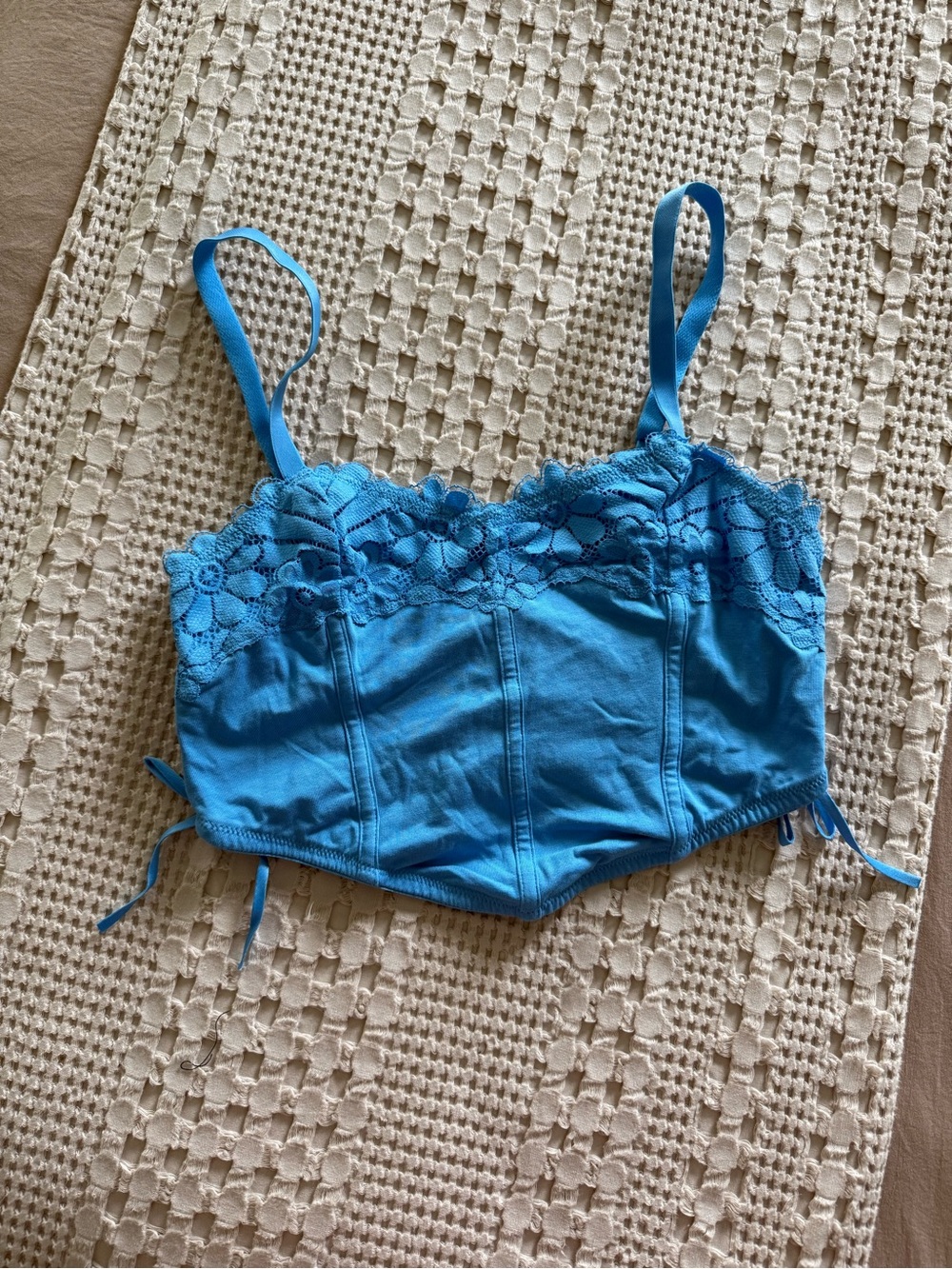Colsie Blue Lace-Up Bustier Top Size M